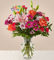 Light of My Life Bouquet & Happy Birthday Topper